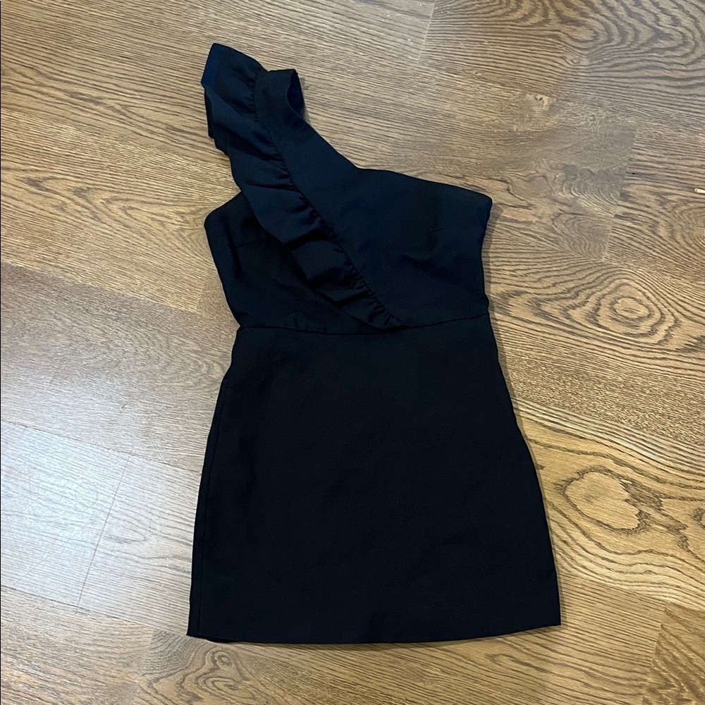 Zara Elegant One-Shoulder Black Dress
